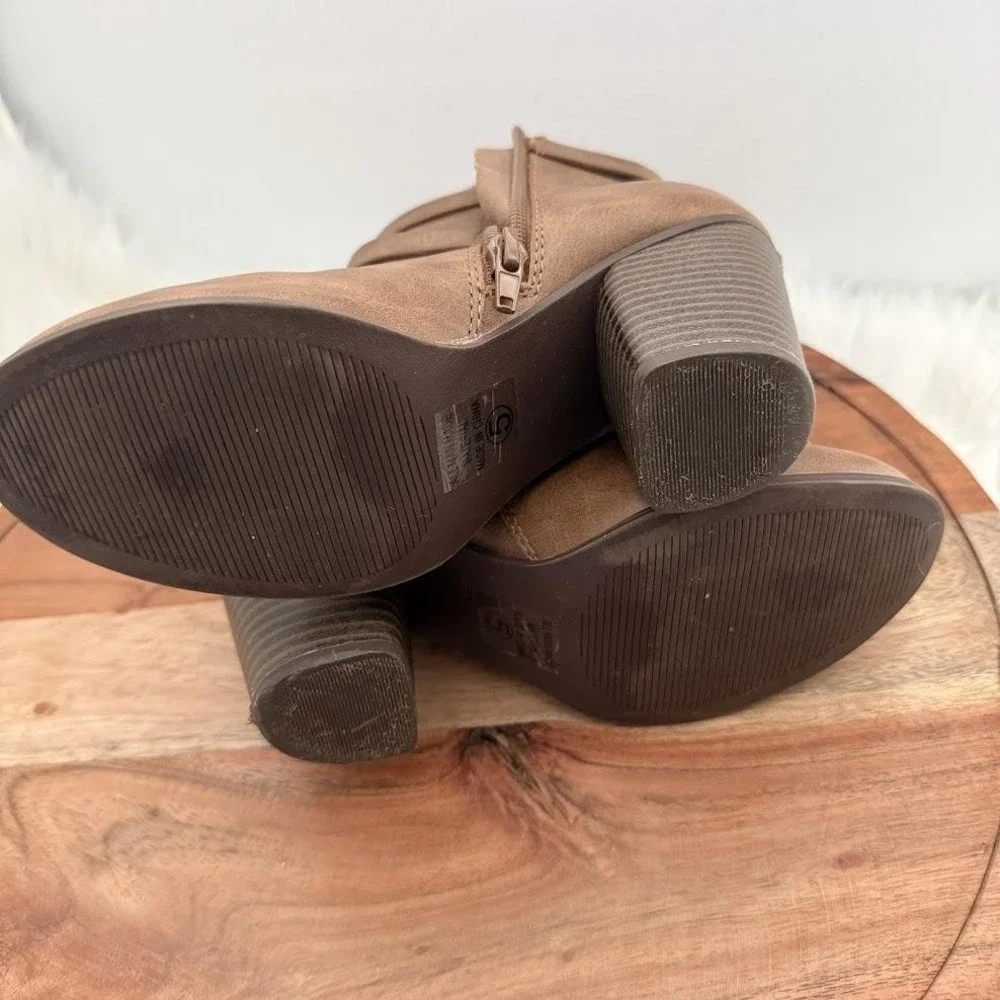 Marc Republic Ankle Bootie Womens 5 Brown Excellent Block Heel Strap Zip